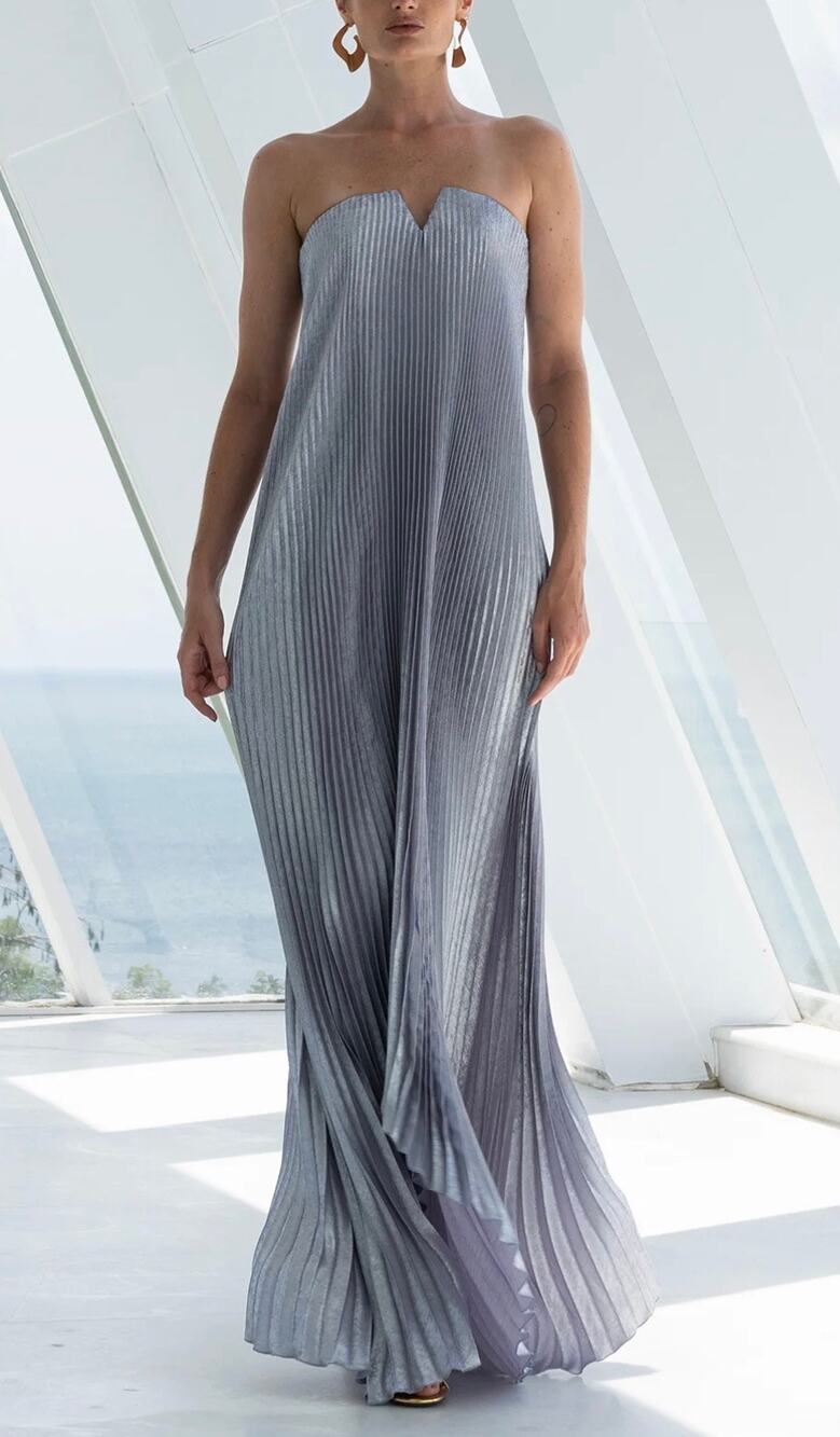 L’IDEE Black Tie Gown Cosmic Shimmer Silver size US 4